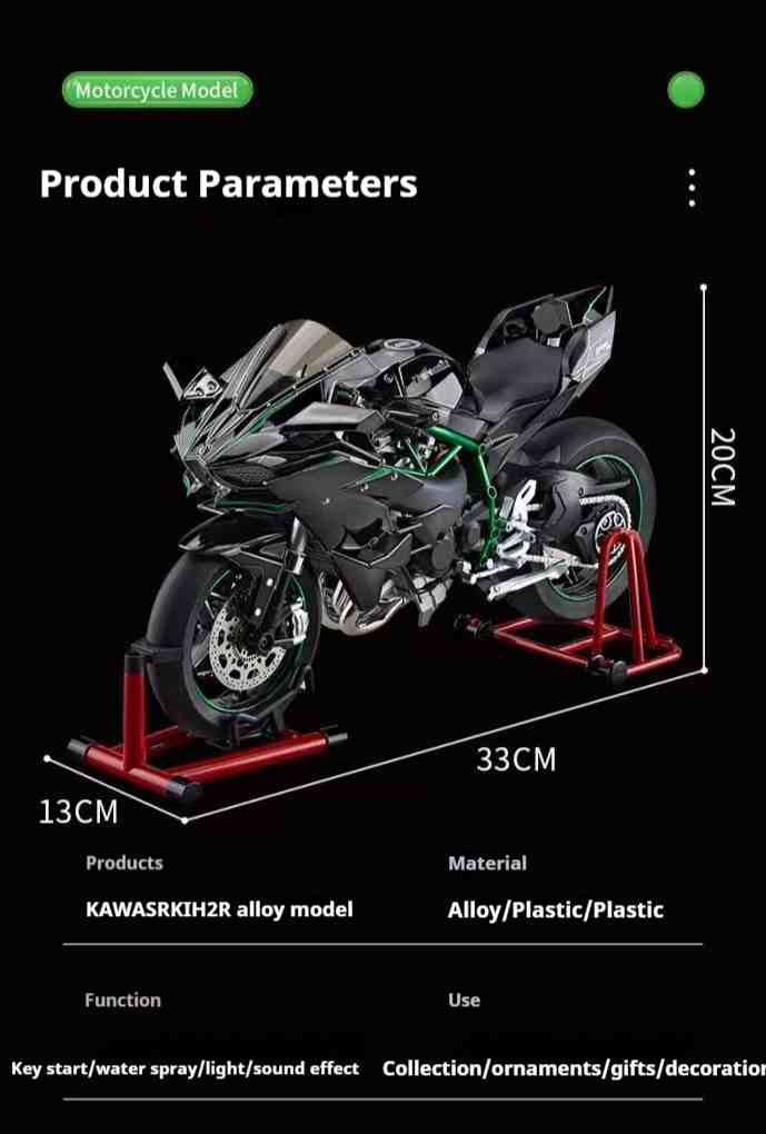 ابعاد ماکت موتور Kawasaki Ninja H2R 